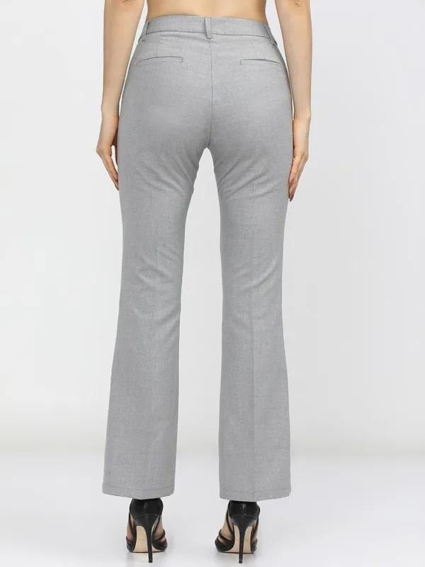 Tokyo Talkies Women Grey Solid Straight Fit Casual Trouser