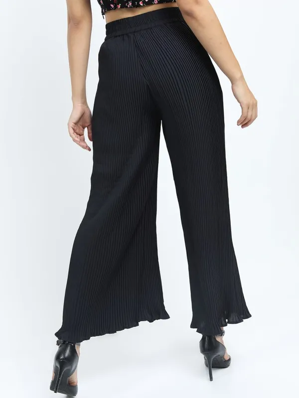 Tokyo Talkies Women Black Solid Flared Casual Trouser