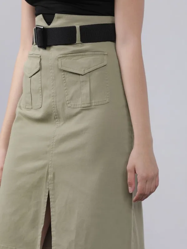 Tokyo Talkies Women Grey Knee Length Skirt
