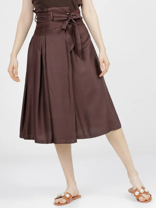 Tokyo Talkies Women Brown Midi Skirt