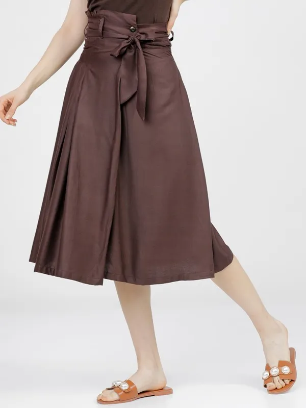 Tokyo Talkies Women Brown Midi Skirt