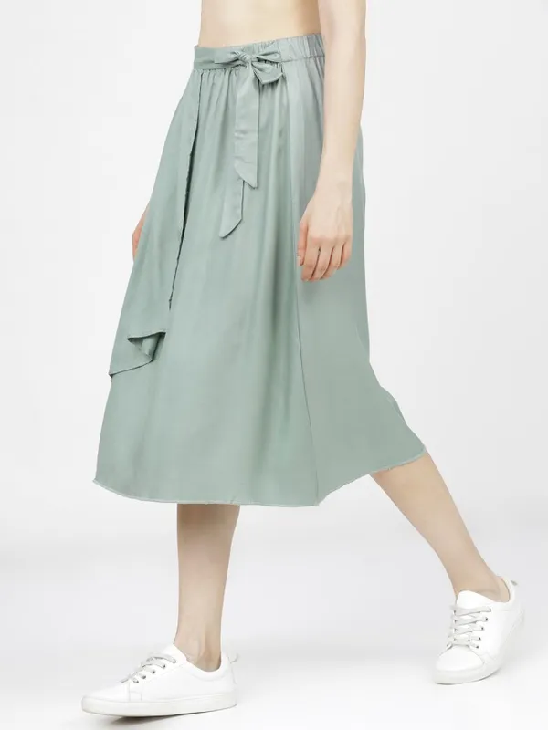Tokyo Talkies Women Green Midi Skirt
