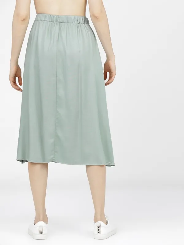Tokyo Talkies Women Green Midi Skirt