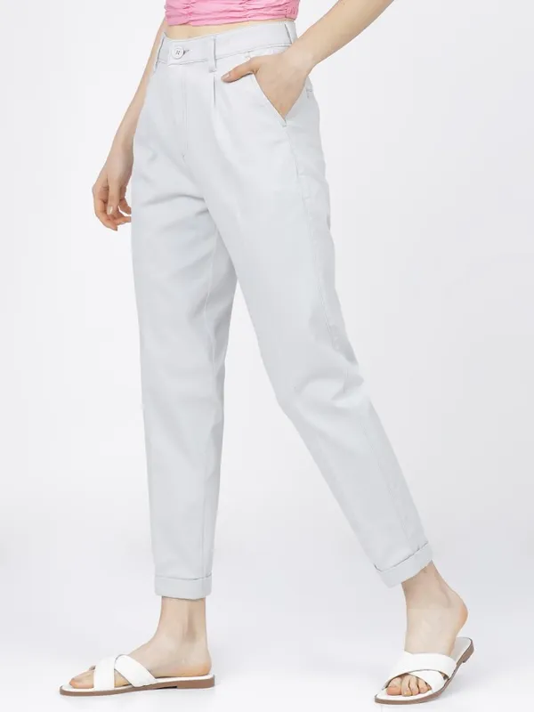 Tokyo Talkies Women Blue Solid Tapered Fit Chinos