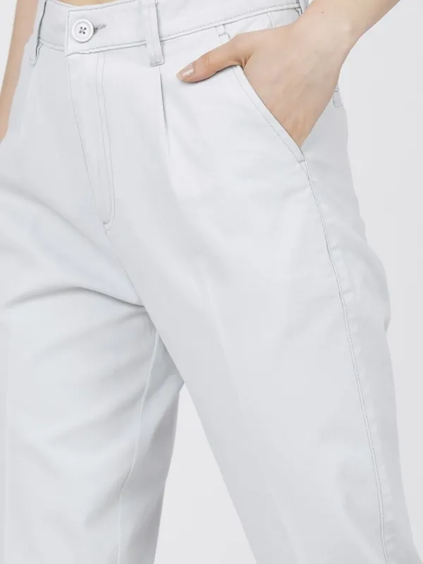 Tokyo Talkies Women Blue Solid Tapered Fit Chinos