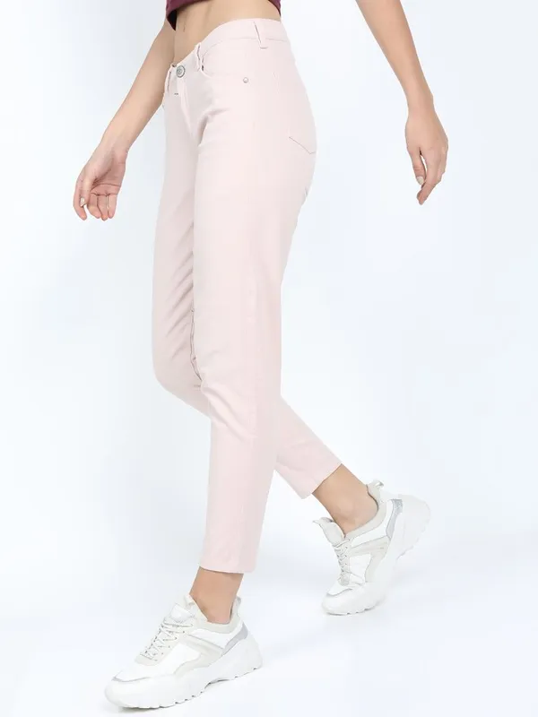 Tokyo Talkies Women Pink Solid Tapered Fit 