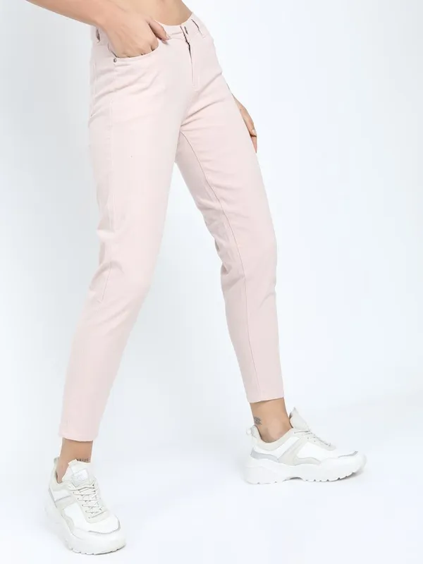 Tokyo Talkies Women Pink Solid Tapered Fit 