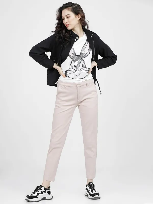 Solid Tapered Fit Casual Trouser