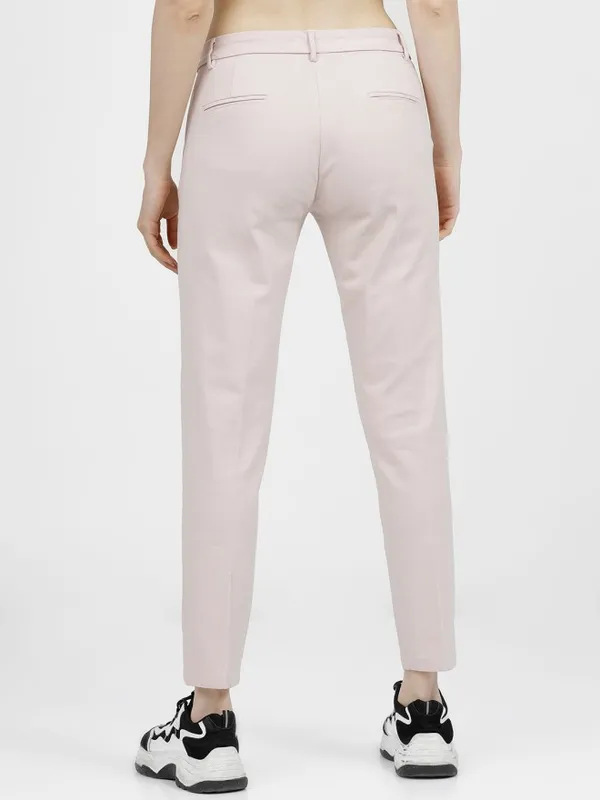 Tokyo Talkies Women Pink Solid Tapered Fit Casual Trouser