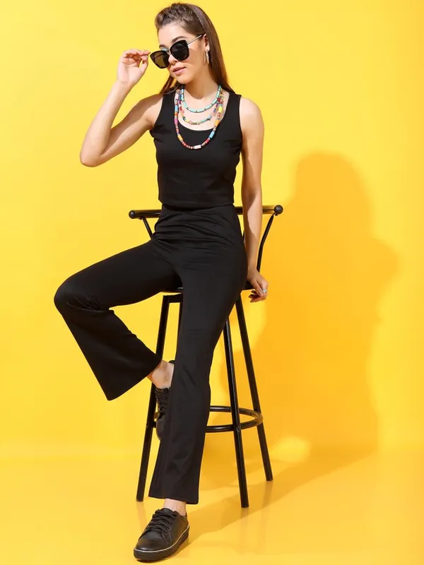 Tokyo Talkies Women Black Solid Bootcut Casual Trouser