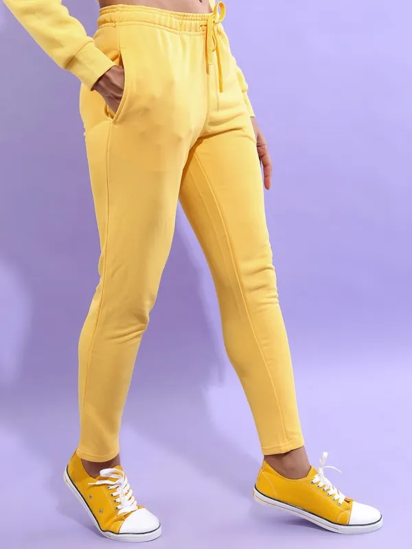 Tokyo Talkies Women Yellow Slim Fit Track Pants