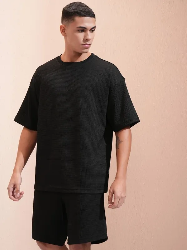 Highlander Men Black T-Shirt With Shorts Co-Ords