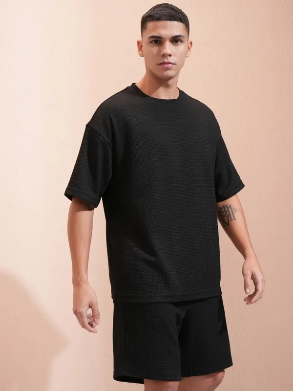 Highlander Men Black T-Shirt With Shorts Co-Ords
