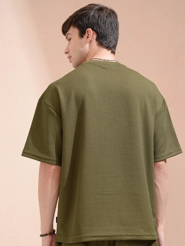 Highlander Men Olive T-Shirt With Shorts Co-Ords