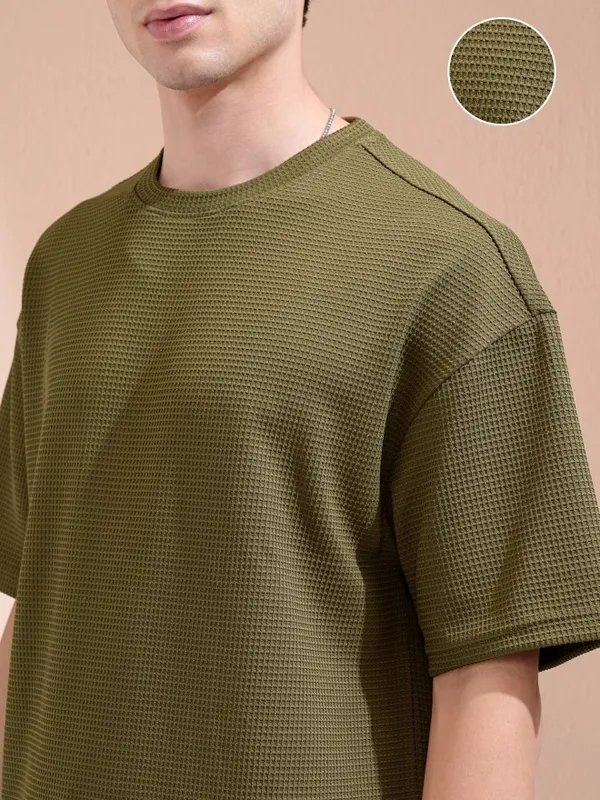 Highlander Men Olive T-Shirt With Shorts Co-Ords