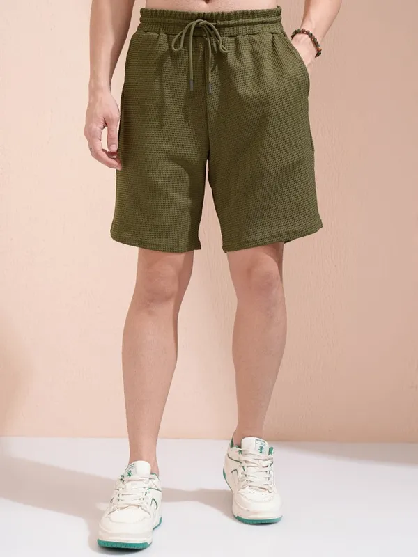 Highlander Men Olive T-Shirt With Shorts Co-Ords