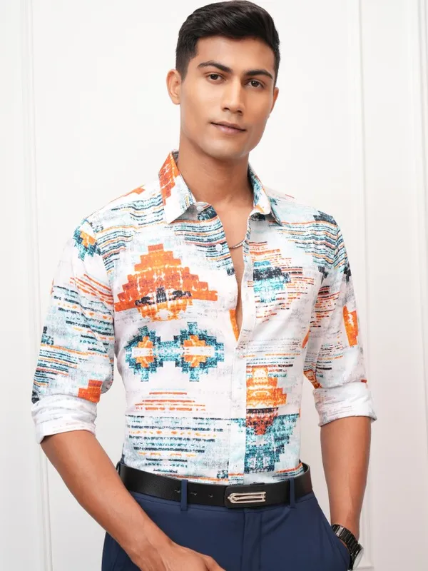 Locomotive Men Multi Printed Slim Fit Casual Shirt