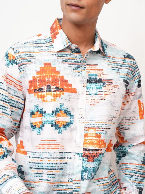 Locomotive Men Multi Printed Slim Fit Casual Shirt