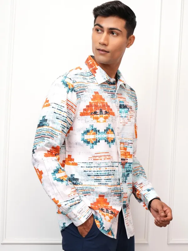 Locomotive Men Multi Printed Slim Fit Casual Shirt