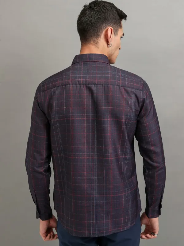 Highlander Men Blue Checked Regular Fit Casual Shirt