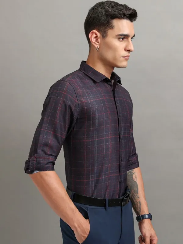 Highlander Men Blue Checked Regular Fit Casual Shirt