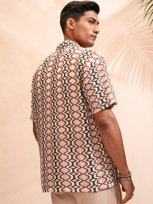 Highlander Men Multi Self Design Relaxed Fit Casual Shirt