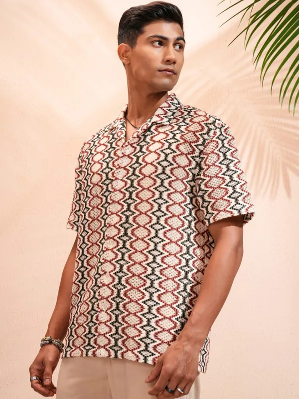 Highlander Men Multi Self Design Relaxed Fit Casual Shirt