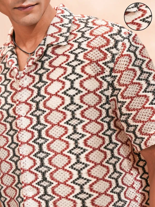 Highlander Men Multi Self Design Relaxed Fit Casual Shirt