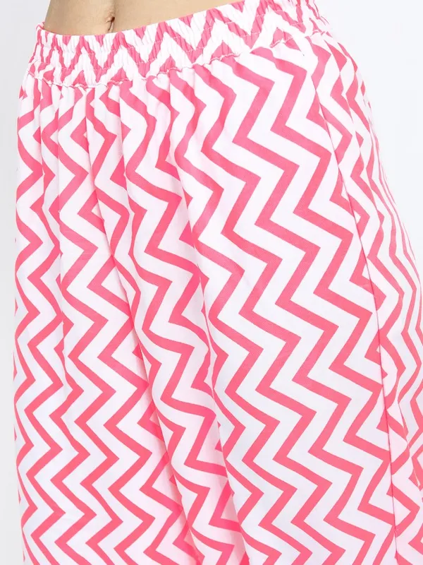 Vishudh Women Off White Printed Kurta With Palazzo And Dupatta