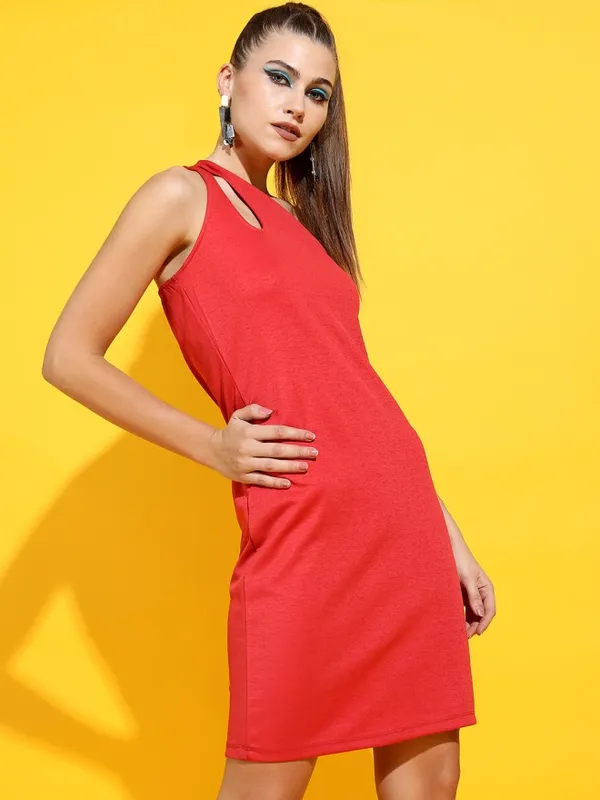 Tokyo Talkies Women Red Solid Sheath Dress