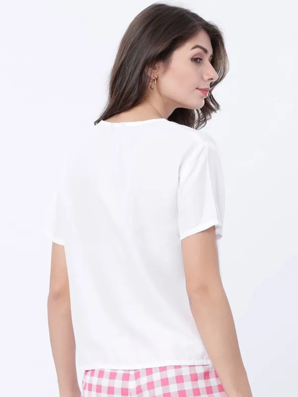 Tokyo Talkies Women White Printed Regular Top