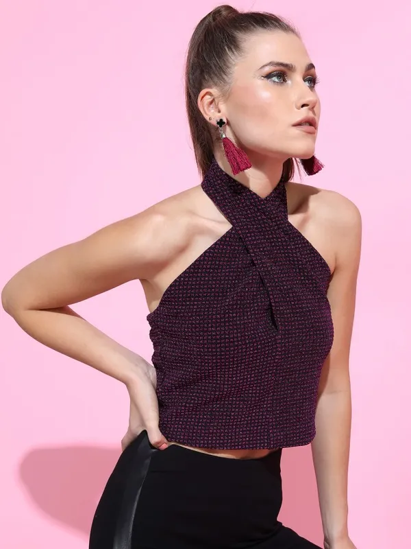 Tokyo Talkies Women Black Printed Regular Top