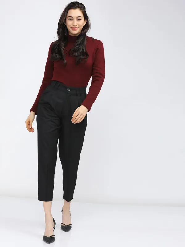 Tokyo Talkies Women Blue Solid Fitted Top