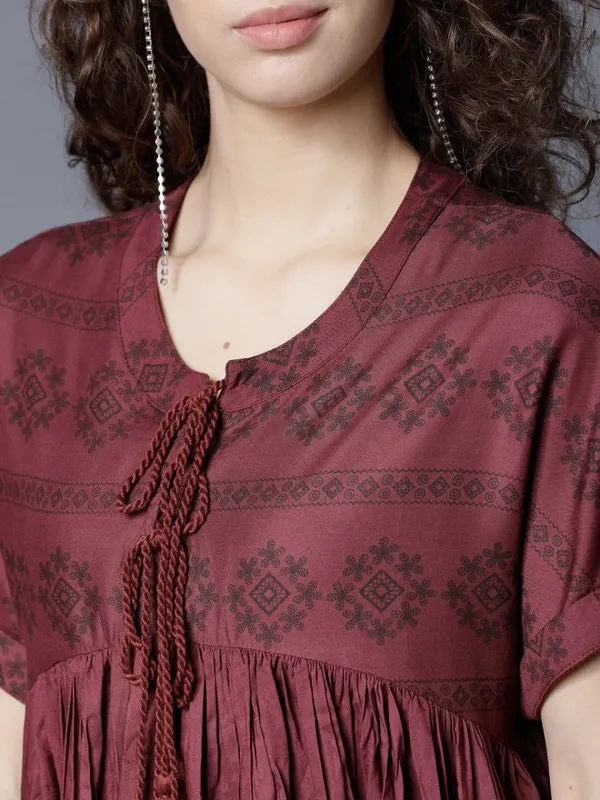Tokyo Talkies Women Maroon Solid Peplum Top