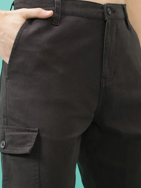 Purple By Highlander Men Grey Regular Fit Solid Cargo