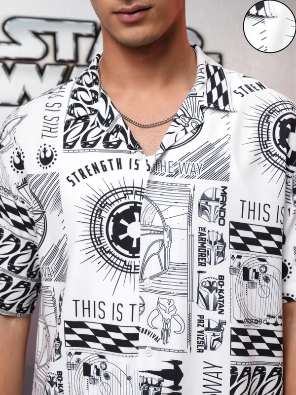 Star Wars By Highlander Men Multi Grogu Printed Relaxed Fit Casual Shirt