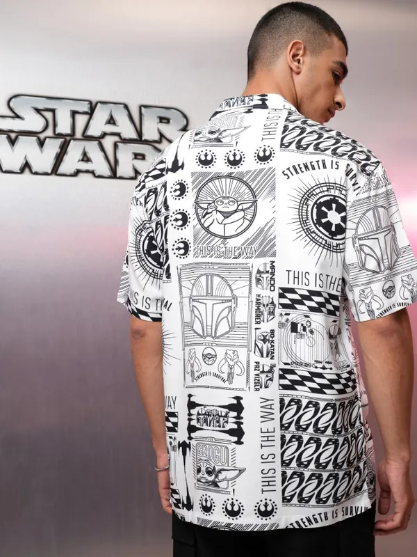 Star Wars By Highlander Men Multi Grogu Printed Relaxed Fit Casual Shirt