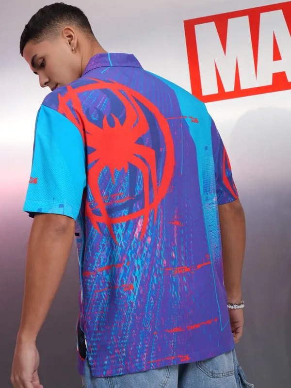 Marvel By Highlander Men Multicolour Spiderman Printed Relaxed Fit Casual Shirt