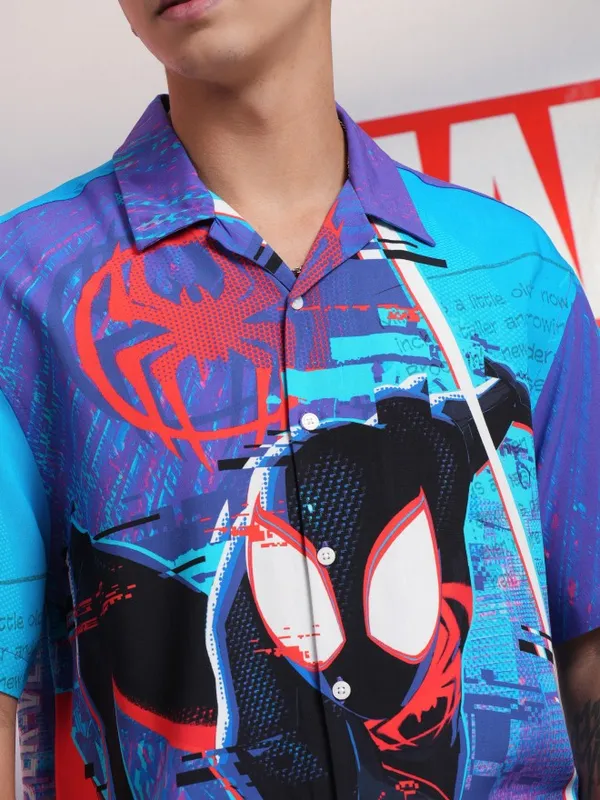 Marvel By Highlander Men Multicolour Spiderman Printed Relaxed Fit Casual Shirt