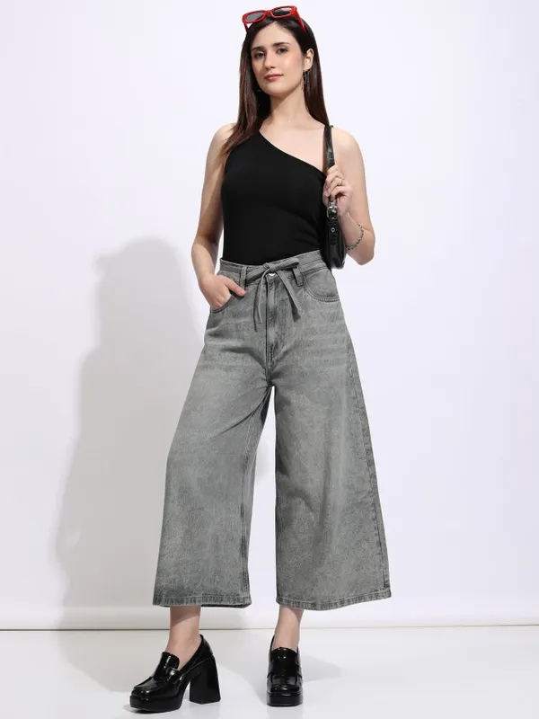 Tokyo Talkies Women Grey Wide Leg Jeans
