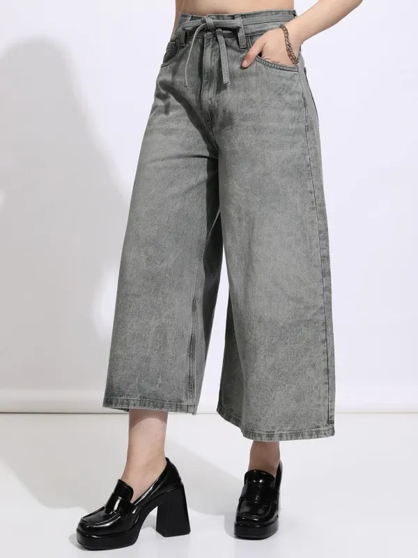 Tokyo Talkies Women Grey Wide Leg Jeans