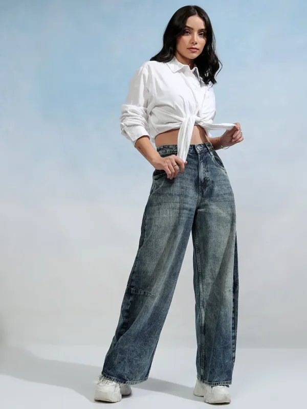 Tokyo Talkies Women Blue Wide Leg Jeans