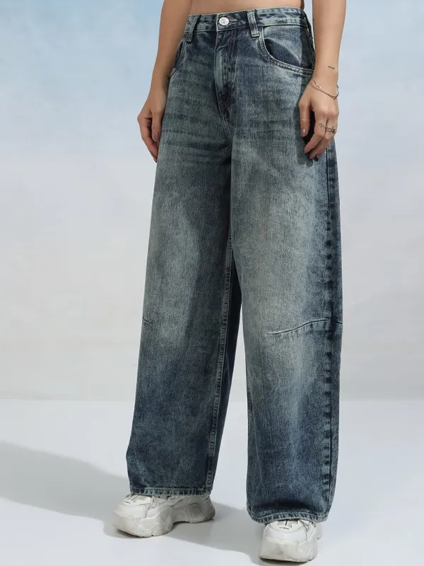Tokyo Talkies Women Blue Wide Leg Jeans