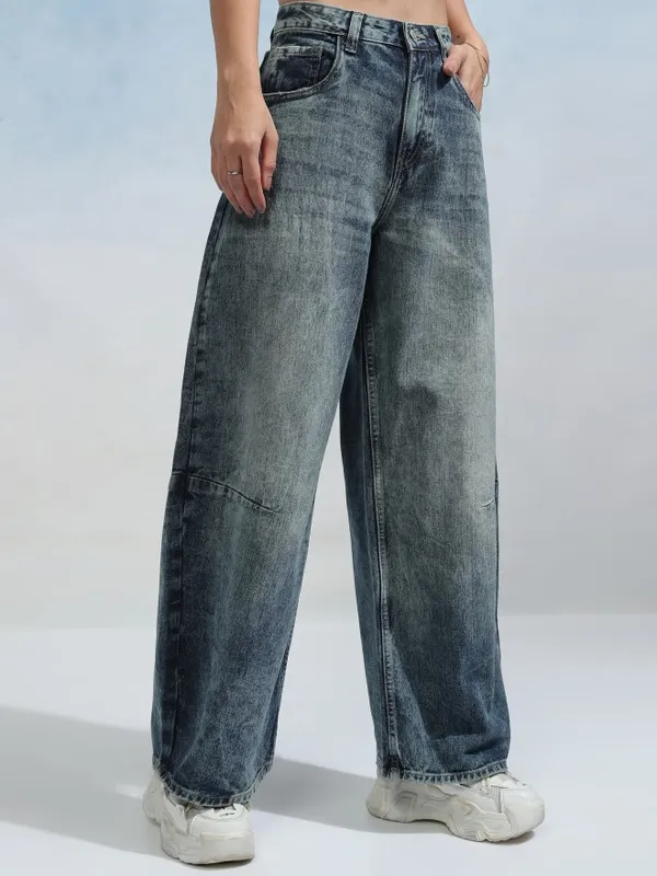 Tokyo Talkies Women Blue Wide Leg Jeans