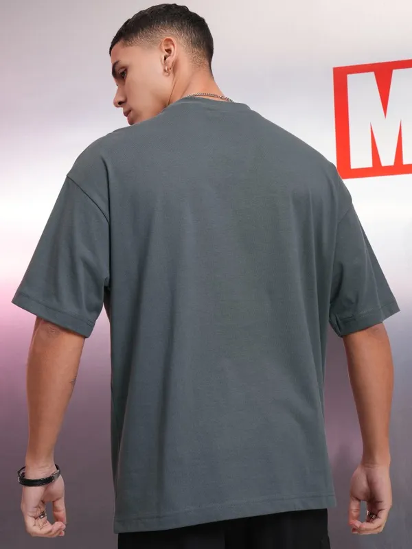 Marvel By Highlander Grey X-Men Marvel Comic Printed Oversized Fit T-Shirt