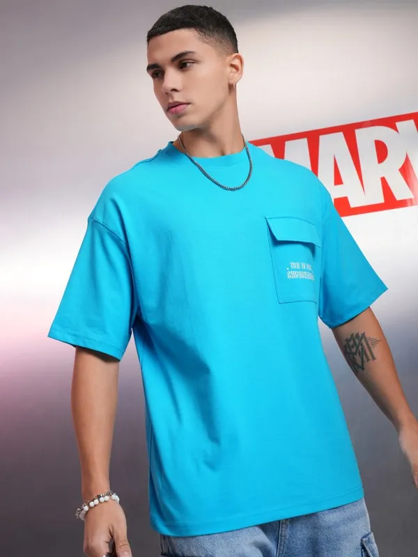 Deadpool Men Printed Round Neck Oversized Fit T-Shirt