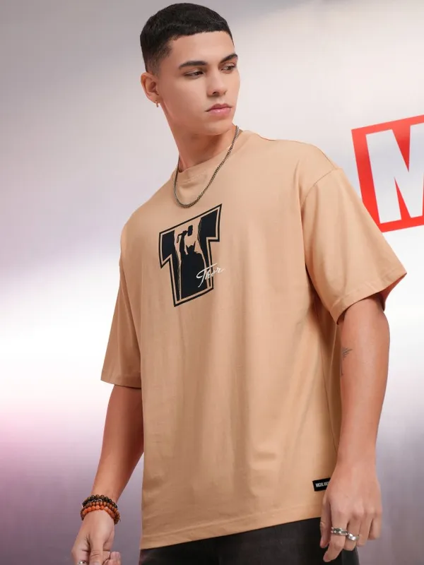 Marvel By Highlander Men Coral Thor Printed Round Neck Oversized Fit T-Shirt