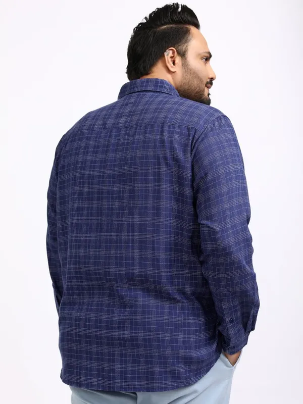 Xtra Ordinary By Highlander Men Navy Blue Checked Relaxed Fit Casual Shirt