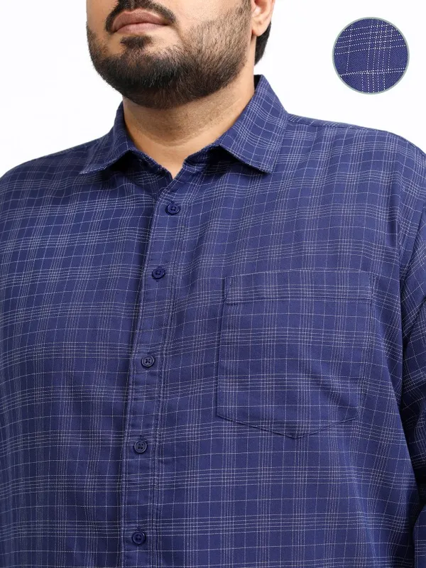 Xtra Ordinary By Highlander Men Navy Blue Checked Relaxed Fit Casual Shirt