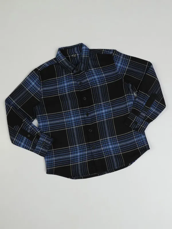 Hoop Boys Black Checked Slim Fit Casual Shirt